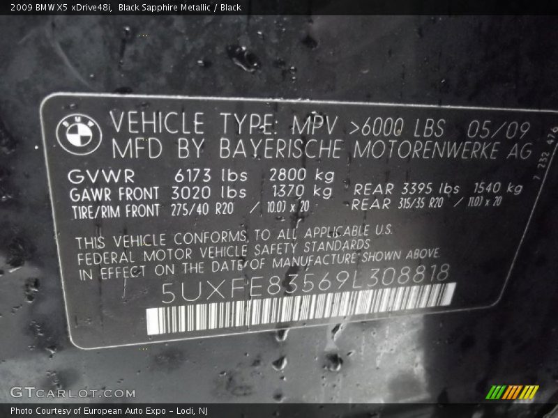Black Sapphire Metallic / Black 2009 BMW X5 xDrive48i