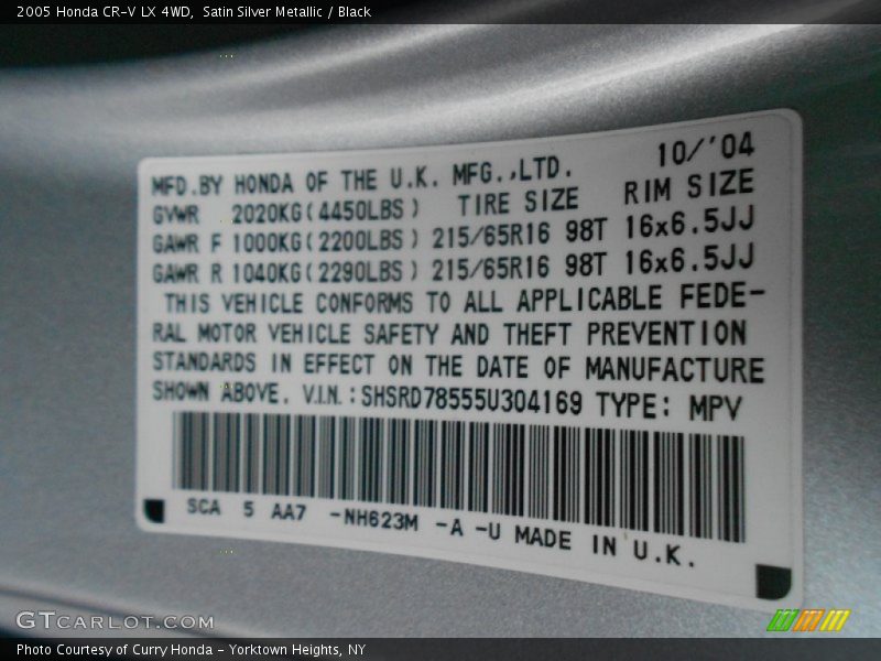 Satin Silver Metallic / Black 2005 Honda CR-V LX 4WD