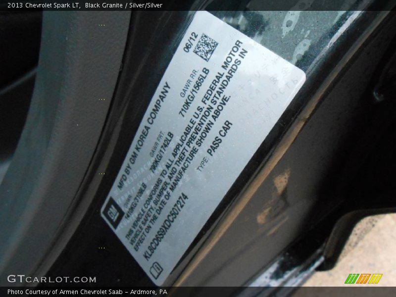 Black Granite / Silver/Silver 2013 Chevrolet Spark LT