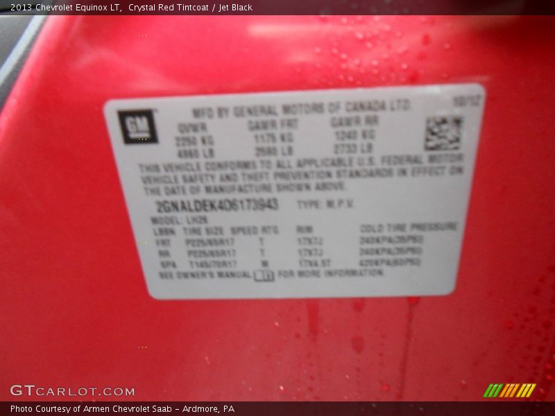 Crystal Red Tintcoat / Jet Black 2013 Chevrolet Equinox LT