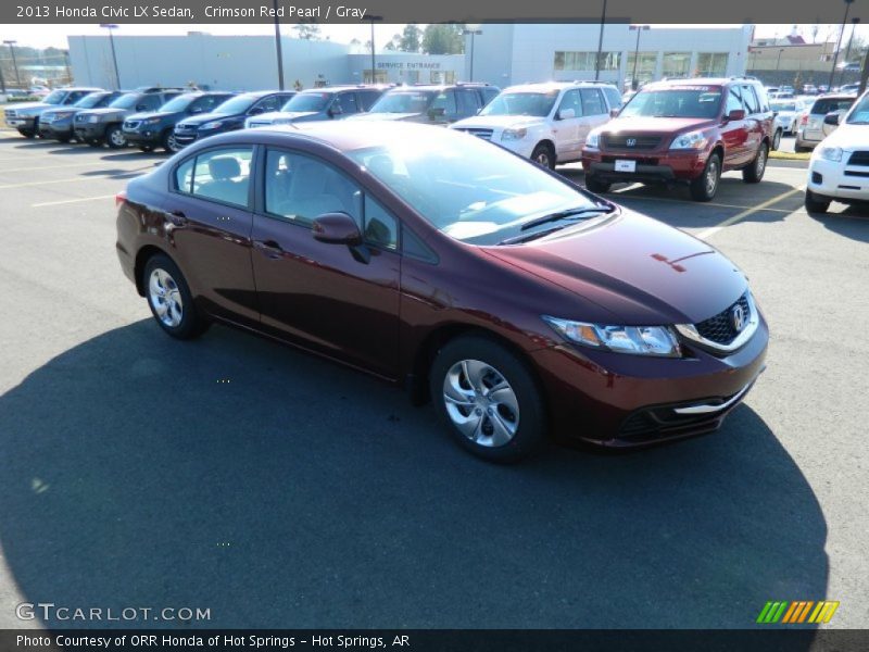 Crimson Red Pearl / Gray 2013 Honda Civic LX Sedan