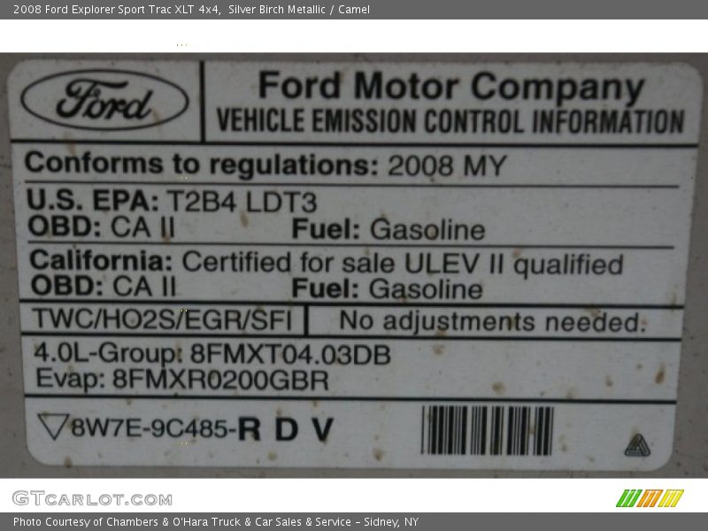 Silver Birch Metallic / Camel 2008 Ford Explorer Sport Trac XLT 4x4