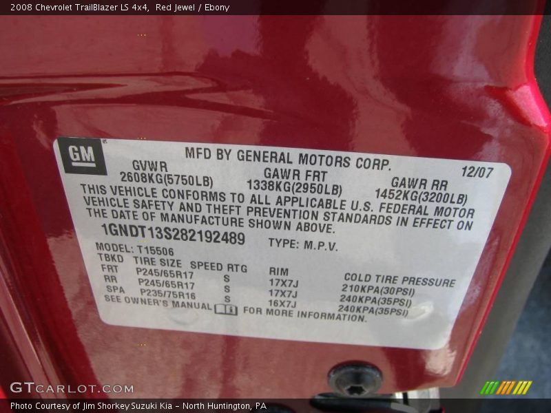 Red Jewel / Ebony 2008 Chevrolet TrailBlazer LS 4x4