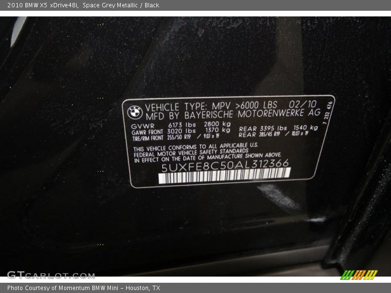 Space Grey Metallic / Black 2010 BMW X5 xDrive48i