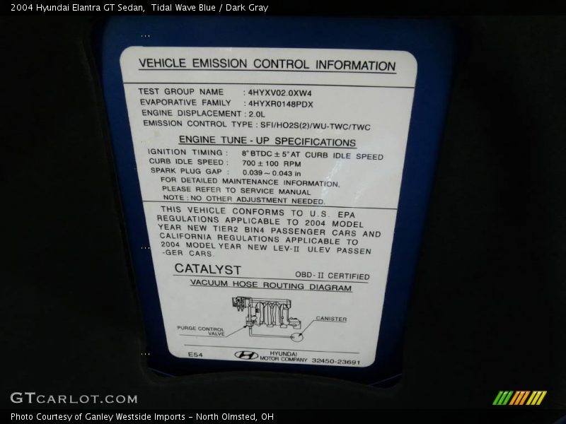 Tidal Wave Blue / Dark Gray 2004 Hyundai Elantra GT Sedan