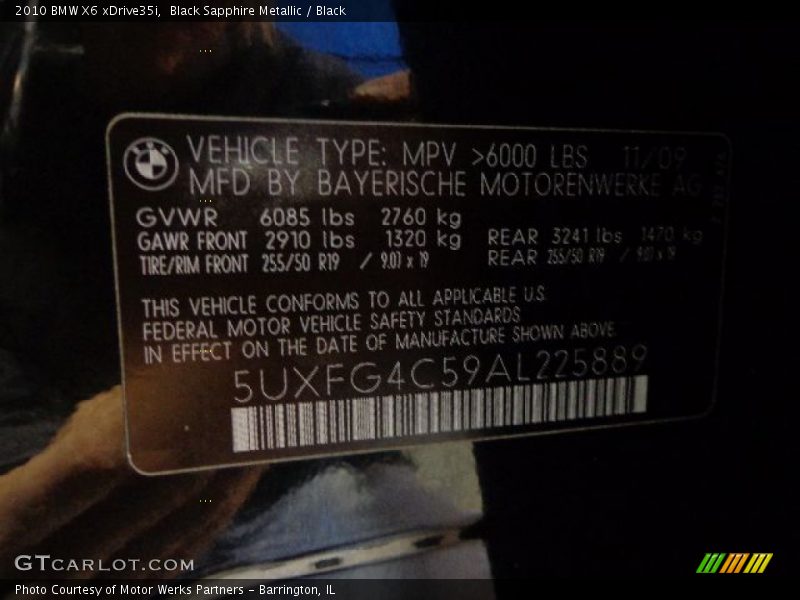 Black Sapphire Metallic / Black 2010 BMW X6 xDrive35i