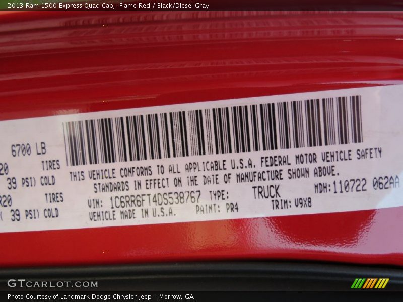 Flame Red / Black/Diesel Gray 2013 Ram 1500 Express Quad Cab