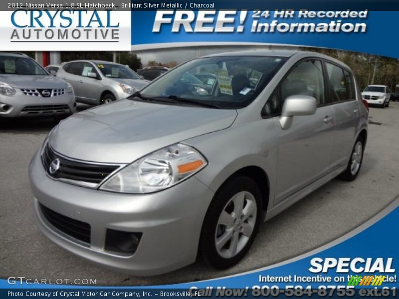 Brilliant Silver Metallic / Charcoal 2012 Nissan Versa 1.8 SL Hatchback