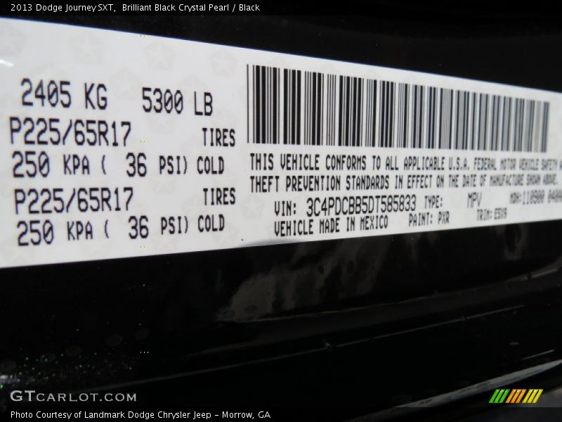 Brilliant Black Crystal Pearl / Black 2013 Dodge Journey SXT