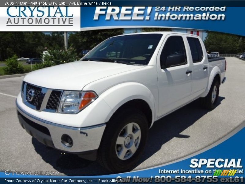 Avalanche White / Beige 2009 Nissan Frontier SE Crew Cab