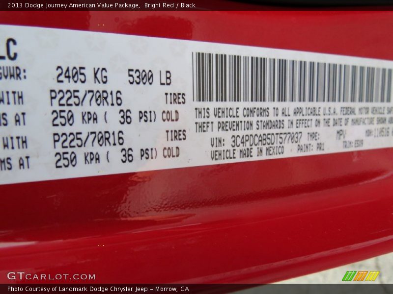 Bright Red / Black 2013 Dodge Journey American Value Package