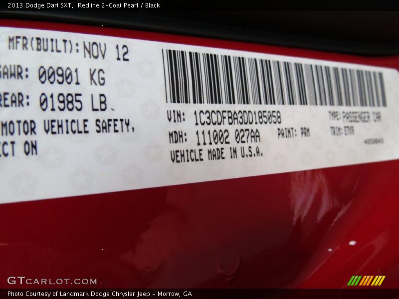 Redline 2-Coat Pearl / Black 2013 Dodge Dart SXT