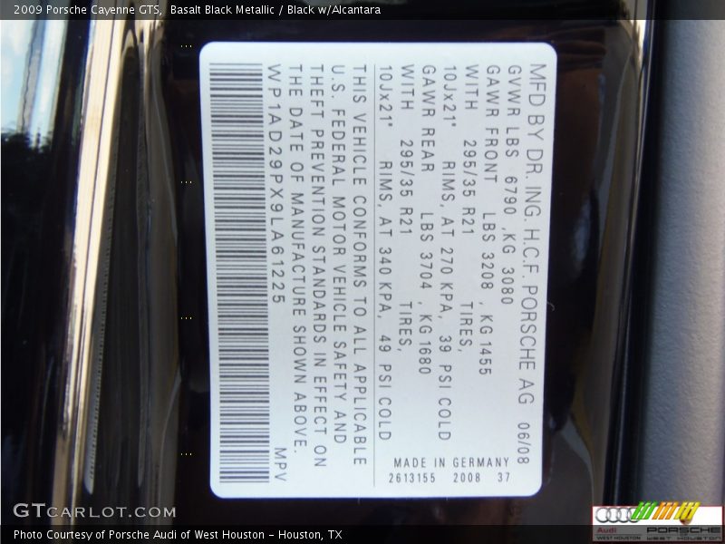 Basalt Black Metallic / Black w/Alcantara 2009 Porsche Cayenne GTS