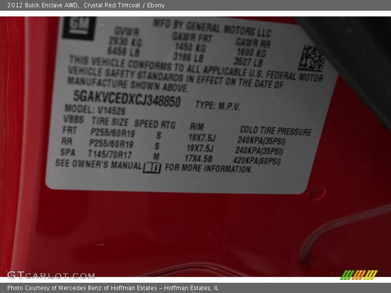 Crystal Red Tintcoat / Ebony 2012 Buick Enclave AWD