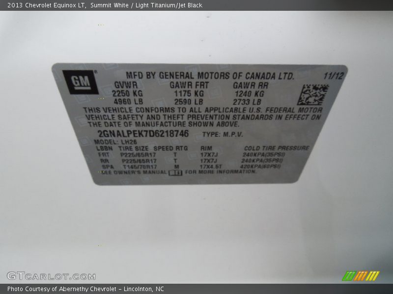Summit White / Light Titanium/Jet Black 2013 Chevrolet Equinox LT