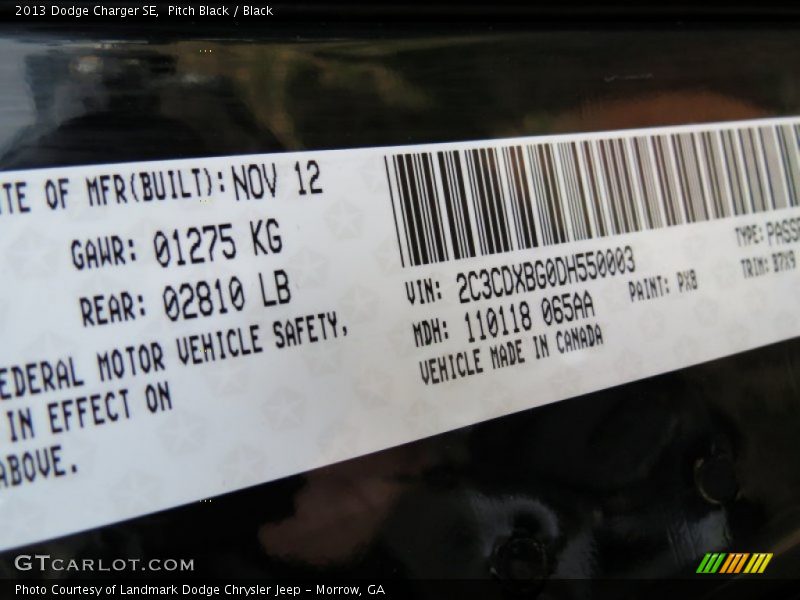 Pitch Black / Black 2013 Dodge Charger SE