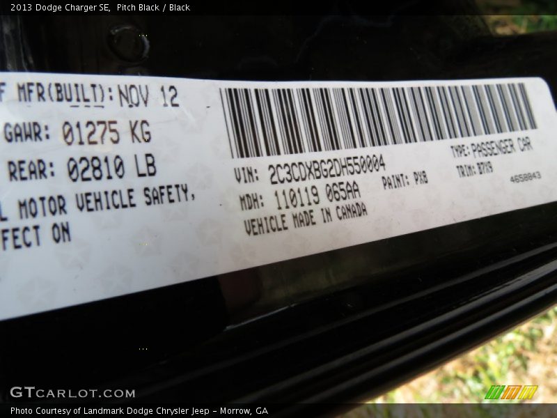 Pitch Black / Black 2013 Dodge Charger SE