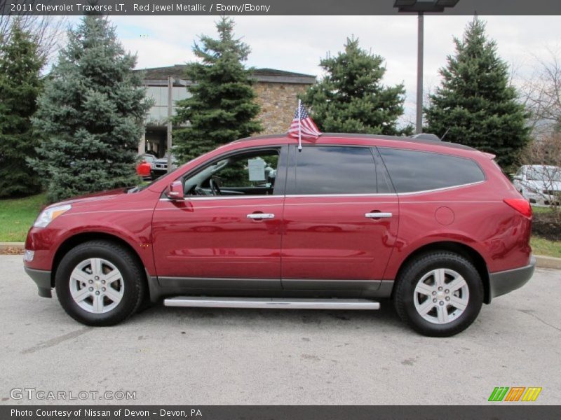 Red Jewel Metallic / Ebony/Ebony 2011 Chevrolet Traverse LT