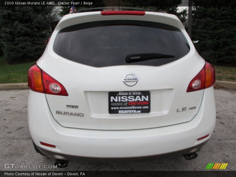 Glacier Pearl / Beige 2009 Nissan Murano LE AWD