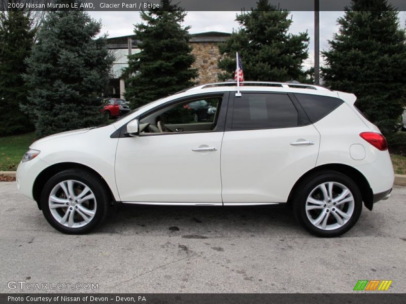 Glacier Pearl / Beige 2009 Nissan Murano LE AWD