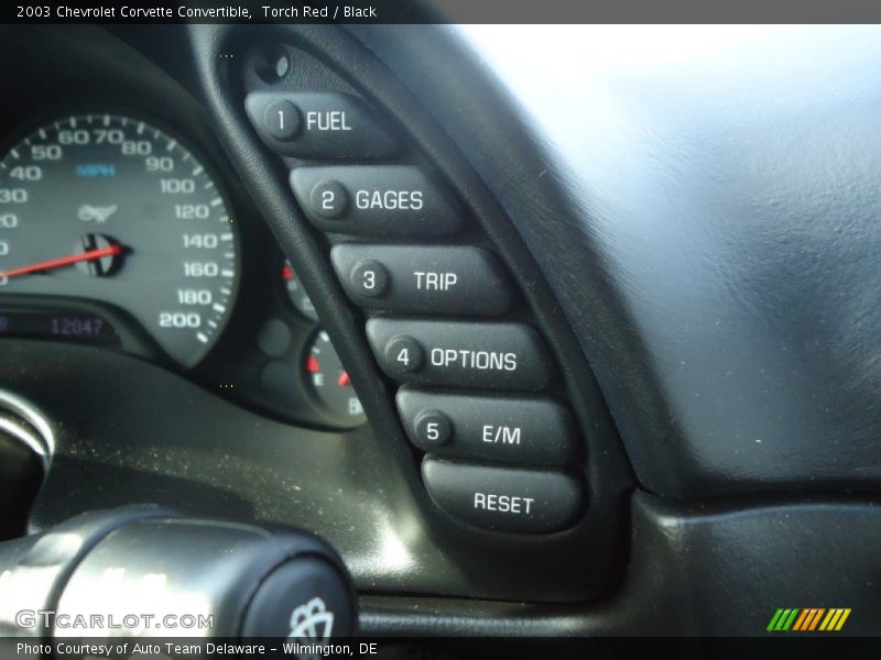 Controls of 2003 Corvette Convertible