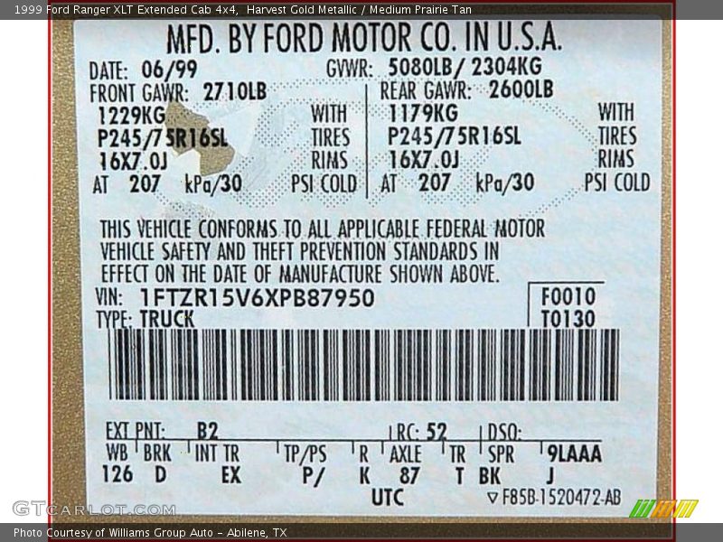 Harvest Gold Metallic / Medium Prairie Tan 1999 Ford Ranger XLT Extended Cab 4x4