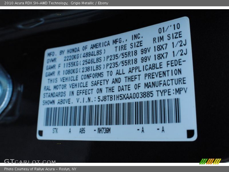 Grigio Metallic / Ebony 2010 Acura RDX SH-AWD Technology