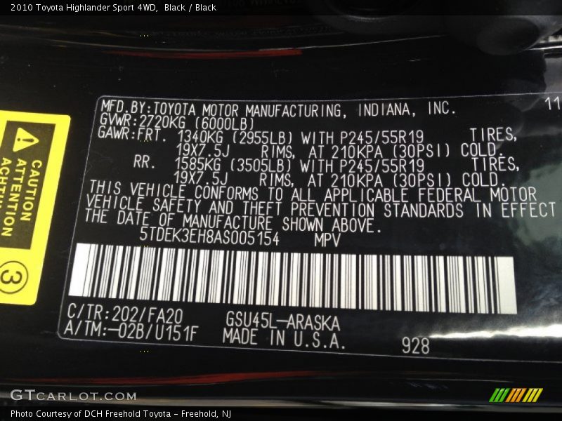 Black / Black 2010 Toyota Highlander Sport 4WD