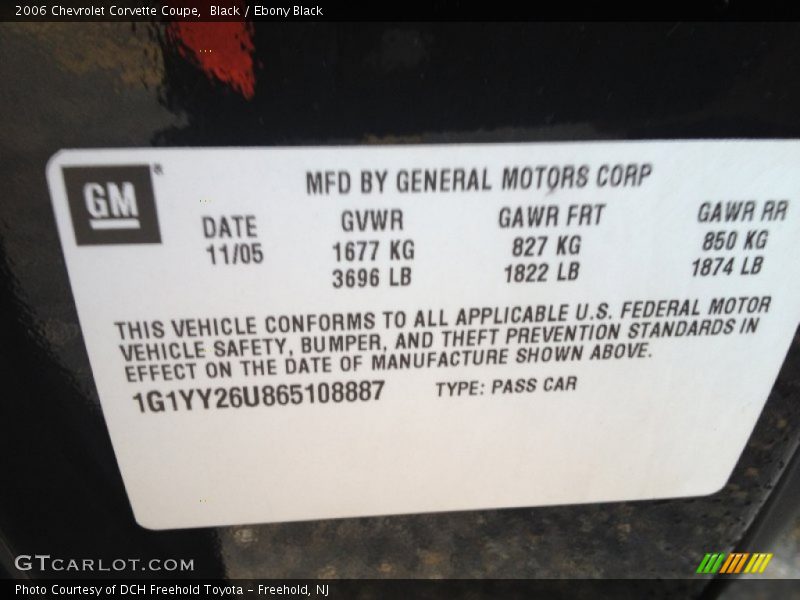Black / Ebony Black 2006 Chevrolet Corvette Coupe
