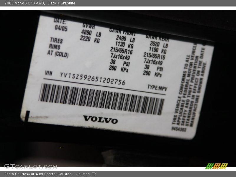 Black / Graphite 2005 Volvo XC70 AWD
