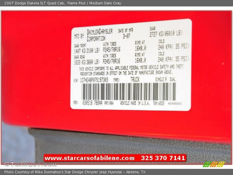 Flame Red / Medium Slate Gray 2007 Dodge Dakota SLT Quad Cab