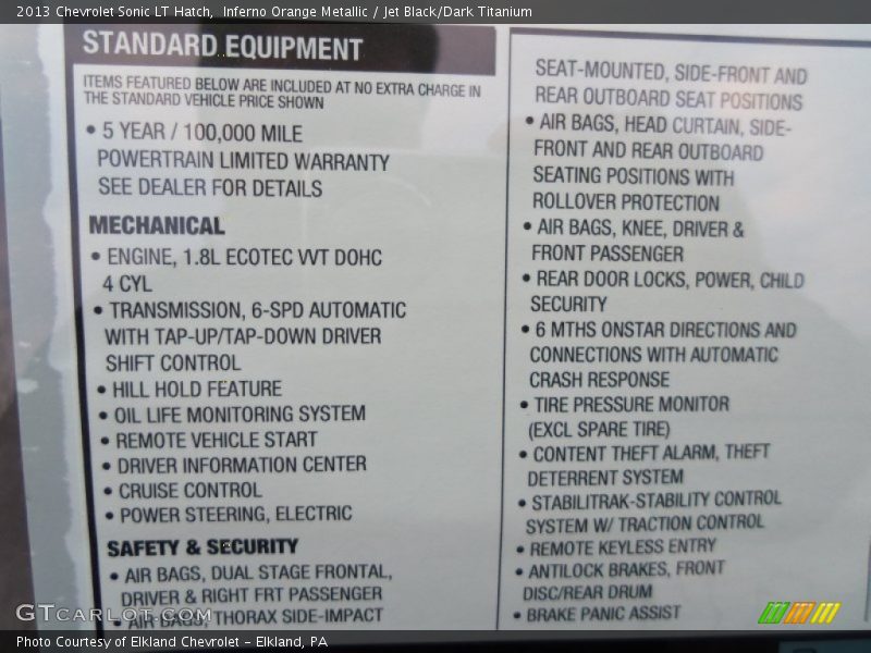 Inferno Orange Metallic / Jet Black/Dark Titanium 2013 Chevrolet Sonic LT Hatch