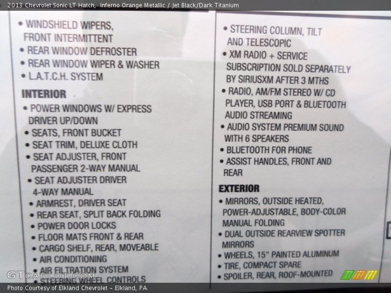 Inferno Orange Metallic / Jet Black/Dark Titanium 2013 Chevrolet Sonic LT Hatch
