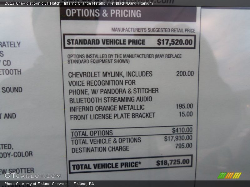 Inferno Orange Metallic / Jet Black/Dark Titanium 2013 Chevrolet Sonic LT Hatch