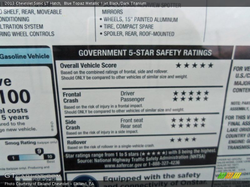Blue Topaz Metallic / Jet Black/Dark Titanium 2013 Chevrolet Sonic LT Hatch