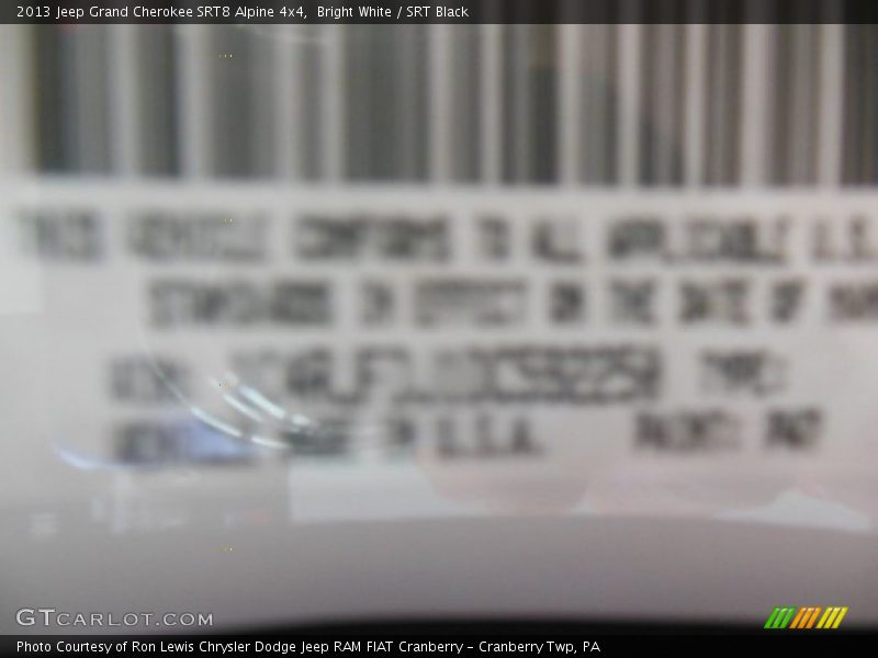 Bright White / SRT Black 2013 Jeep Grand Cherokee SRT8 Alpine 4x4