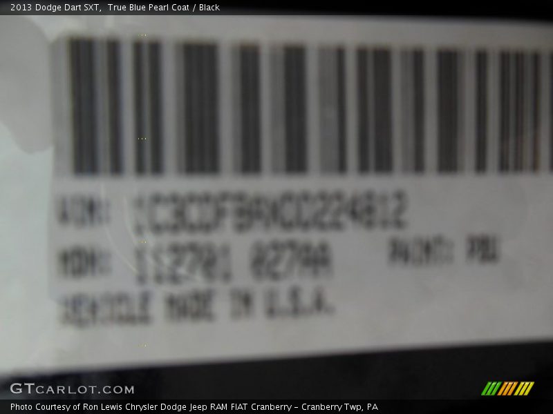 True Blue Pearl Coat / Black 2013 Dodge Dart SXT
