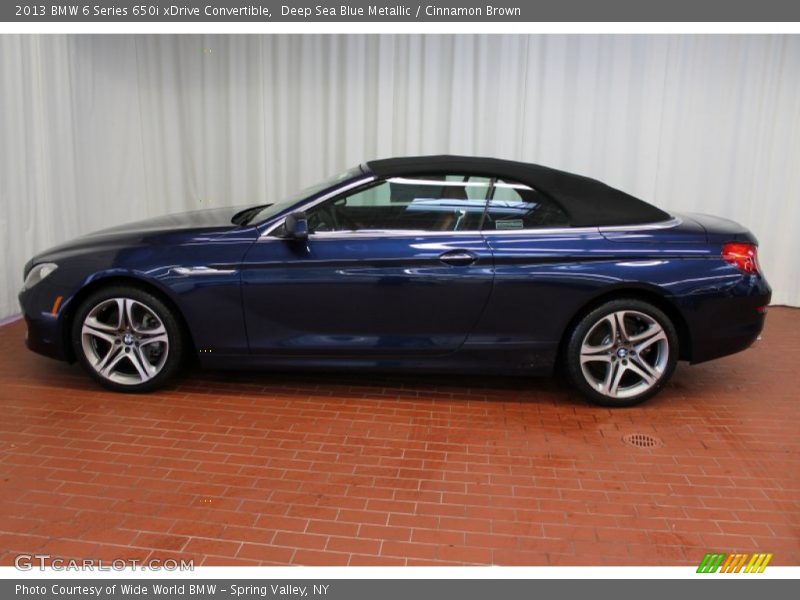 Deep Sea Blue Metallic / Cinnamon Brown 2013 BMW 6 Series 650i xDrive Convertible