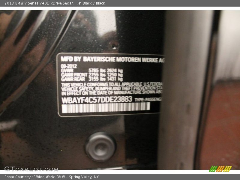 Jet Black / Black 2013 BMW 7 Series 740Li xDrive Sedan