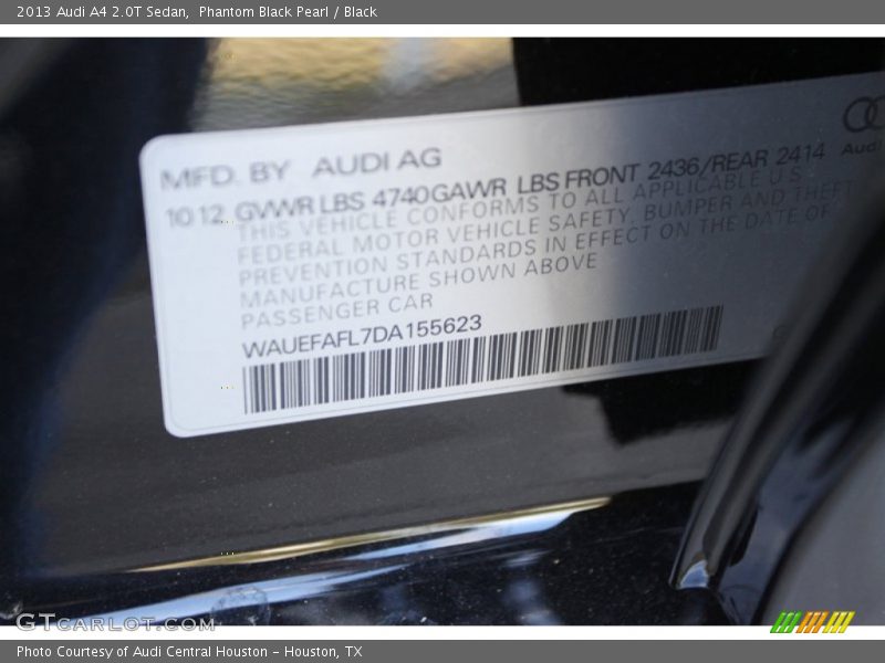 Phantom Black Pearl / Black 2013 Audi A4 2.0T Sedan