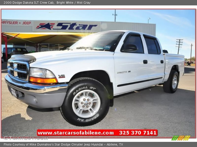 Bright White / Mist Gray 2000 Dodge Dakota SLT Crew Cab