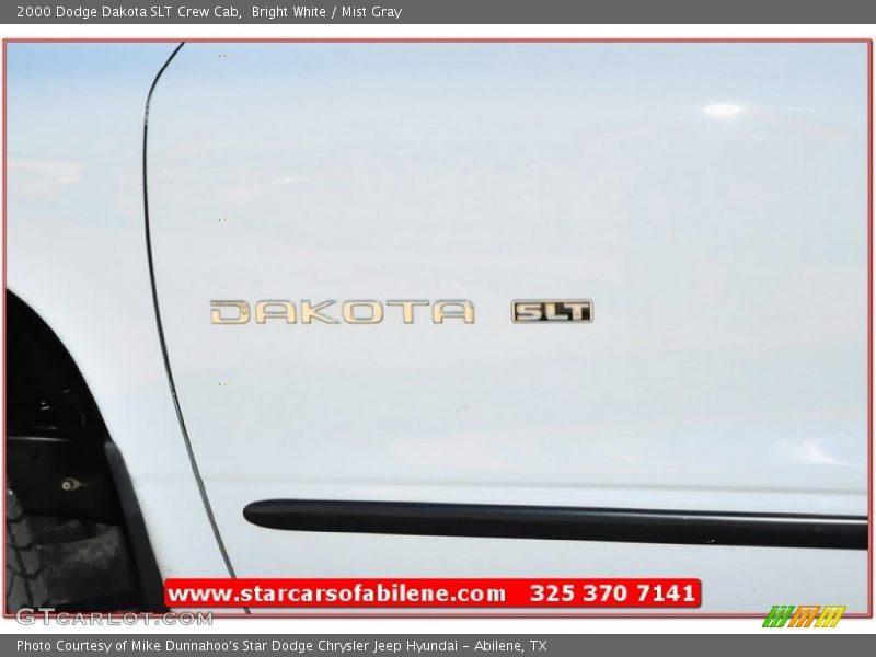 Bright White / Mist Gray 2000 Dodge Dakota SLT Crew Cab