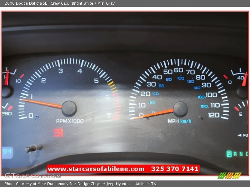 Bright White / Mist Gray 2000 Dodge Dakota SLT Crew Cab