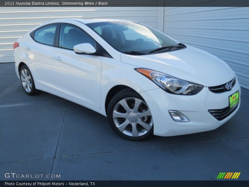 Shimmering White / Black 2013 Hyundai Elantra Limited