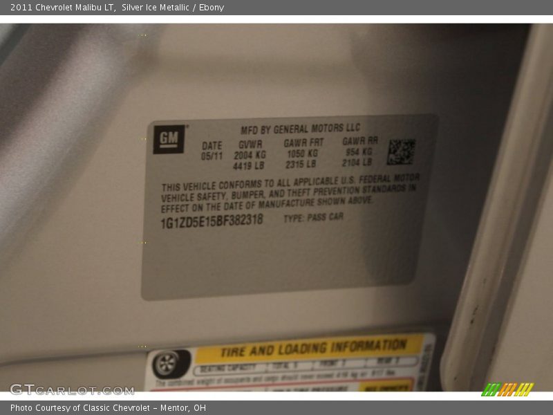 Silver Ice Metallic / Ebony 2011 Chevrolet Malibu LT