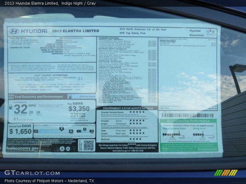 Indigo Night / Gray 2013 Hyundai Elantra Limited