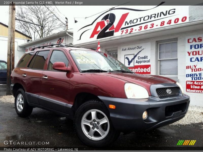 Merlot Red / Beige 2004 Hyundai Santa Fe GLS 4WD