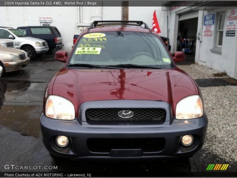 Merlot Red / Beige 2004 Hyundai Santa Fe GLS 4WD