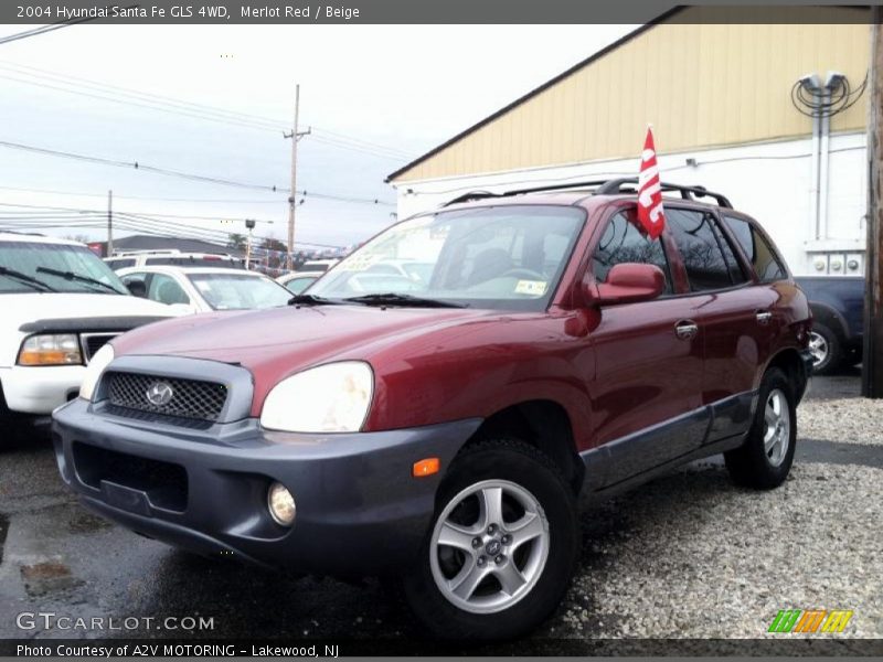Merlot Red / Beige 2004 Hyundai Santa Fe GLS 4WD