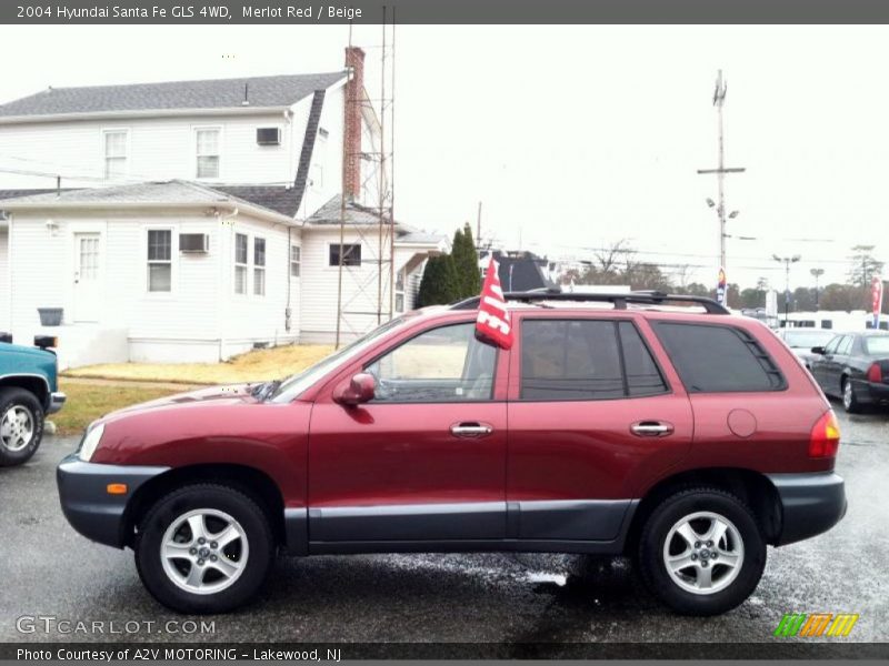 Merlot Red / Beige 2004 Hyundai Santa Fe GLS 4WD